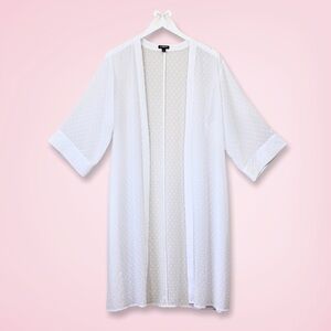 Express Swiss Dot Sheer Duster Cardigan XS/S | White Longline, Lightweight